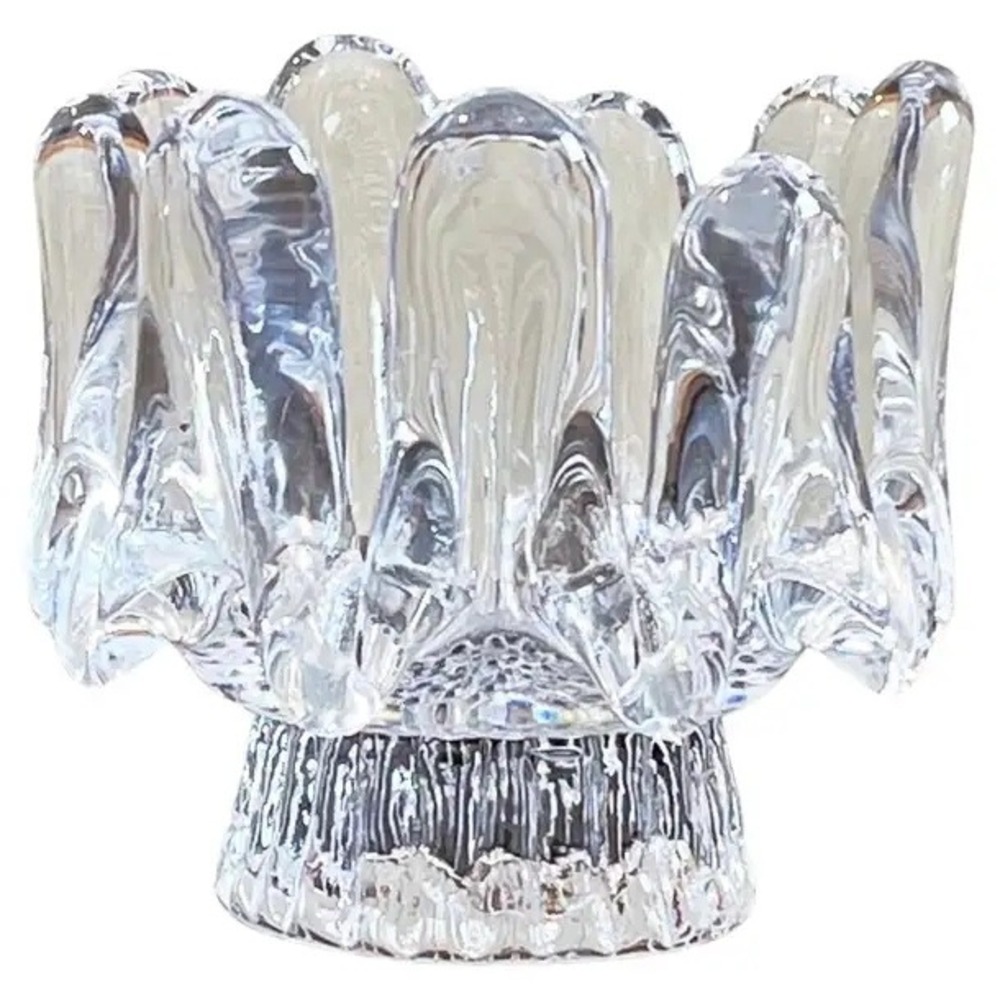 Kosta Boda Sunflower Candleholder Goran Warff 1970s Swedish Art Glass Clear MCM - Picture 12 of 16